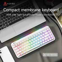 AJAZZ AF68 紧凑型薄膜键盘，极简布局，三模式无线办公键盘，半透明双色键帽，RGB背光，支持多种灯光效果，兼容多种系统，适用于游戏和办公。 - 彩色 - 查看 10