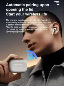 无线耳机，具备深度主动降噪功能，兼容安卓和iOS系统，高保真音质，强劲低音，超长续航，运动耳机 - 白色 - 查看 3