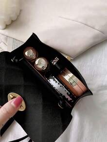 1pc Girl's Versatile Houndstooth Crossbody Bag, Luxury Mini Lock Closure, Minimalist Fashionable Lightweight Cosmetic Bag, Ideal Gift Choice - Multicolor - View 10