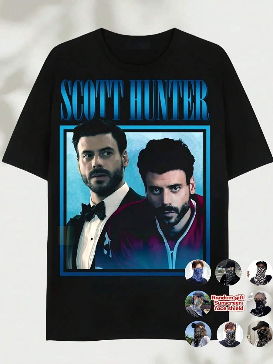 2026 New Product Scott Retro Vintage Hunter Heated TV Shirt  Casual Crew Neck, Slight Stretch Fabric, Regular Fit, Print Pattern, Short Sleeve, Perfect For Men, All-Season