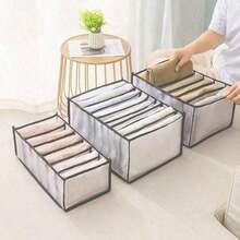 Foldable Drawer Clothes Organizer, Washable Mesh Storage Box With Divider Grids (7 For Leggings/Pants, 9 For T-Shirts), 36*25*5cm For Socks Bras Underwear, Space-Saving For Dorm Bedroom - Gray - View 7