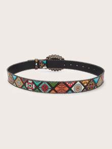 1条男士刻字扣印花腰带，美式朋克风男女通用腰带，百搭休闲街头服饰配饰 - A - 查看 3