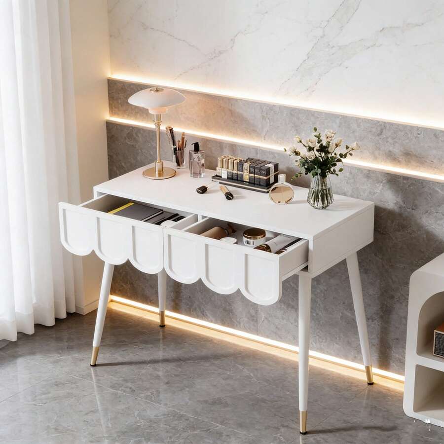 Vanities & Vanity Benches - White + MDF + Particle Board - View 1