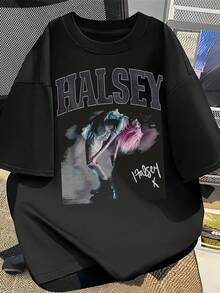 Camiseta estampada 2026-Halsey Album Music Tour 2026 Vintage For My Lost Trick - Hecha de algodón puro, es suave y transpirable, adecuada tanto para hombres como para mujeres. Es una camisa informal adecuada para todas las estaciones y un recuerdo elegante. Es adecuado para el uso diario, los entusiastas de la moda urbana y los amantes de la música. - Negro - Ver 1