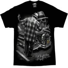 David Gonzales Mens Perfection Lowrider Gangster Homies Skeleton DGA Art T Shirt - màu đen - Xem 1