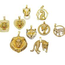 Best-Selling Full-Diamond Leopard, Tiger, Lion Pendant, High-End Stylish Versatile Necklace Accessory - P-67 Golden Cheetah Head 3 - View 5