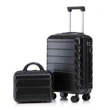 14"/19" 2-Piece ABS Spinner Suitcase Set With Combination Lock & 14" Cosmetic Bag - 黑色 - 查看 12