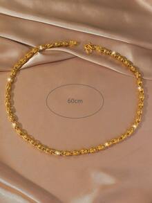 1条24K镀金铜质8毫米链项链，男士百搭日常佩戴饰品 - 金黃色 - 查看 3