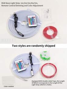 1/2/3/4/5/8/10米柔性RGB LED霓虹灯带，带遥控器，可调光，USB供电，适用于复活节、母亲节、派对装饰、厨房氛围、电视背光、化妆镜、浴室镜照明。 - 燈條 - 查看 10