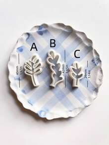 叶子和树枝造型的聚合物粘土切割器，白色植物形状，DIY耳环、波西米亚风首饰、春季礼物等工艺工具 - 白色 - 查看 3