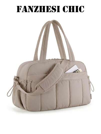 New Travel Bag With A Stylish, Large-Capacity Design, Suitable As Luggage, Gym Bag, With Separate Compartments For Toiletries And Shoes. Portable, Plain Camel Color, Large-Capacity Travel Bag With Outer Pocket Design. Multi-Functional Top Double Handles, Can Be Carried On The Shoulder Or By Hand, With Adjustable Long Shoulder Strap. Large Interior Capacity, Ideal For Business Trips, Check-In Travel, Office, And Other Occasions.