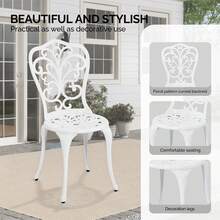 3 PCS Outdoor Bistro Set, All-Weather Cast Aluminum Butterfly Bistro Table And Chairs Set Of 2, Patio Bistro Set For Backyard Garden Balcony, White - 白色 - 查看 7