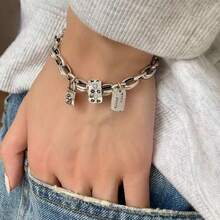 Ladies Bracelet Vintage Bohemian Lock And Star Pendant Bracelet, 4g Lightweight Daily And Gift Jewelry, Suitable For All Seasons - Bạc - Xem 2