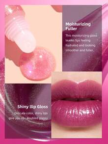 USHAS唇彩，保湿闪亮液体唇膏，镜面般光泽，持久防水，高显色度，适合所有肤质 - #06 - 查看 3