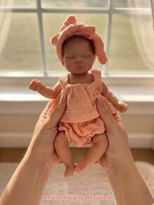 1 pezzo Bambola Reborn in silicone da 10 pollici/25 cm con bocca aperta, capelli radicati, pelle dipinta 3D, morbida al tatto, impermeabile, anatomicamente accurata, bambola neonata per regalo di bambini - Multicolore - Visualizzare 3