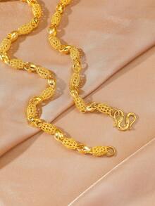 1条24K镀金铜质精致7毫米链项链，时尚百搭，适合日常佩戴 - 金黃色 - 查看 2