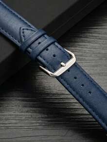 1条男女通用蓝色软皮表带，兼容 Series 11、10、9、SE、8、7、6、5、4、3、2、1，尺寸：41毫米、45毫米、46毫米、49毫米、44毫米、42毫米、40毫米、38毫米，时尚简约运动风智能手表表带 - 藍色 - 查看 3