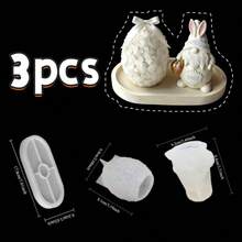 3件套小矮人花朵造型硅胶蛋托模具，树脂浇铸模具，适用于DIY环氧树脂工艺品、聚合物粘土、蜡烛制作 - 可重复使用、柔韧、易脱模 - 3pc小矮人花蛋矽膠模具 - 查看 2