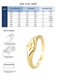 Charm-In Minimalist Star Embossed Gold-Plated Thin Hoop Ring, Stackable Cross Jewelry, Valentine's Day Gift For Girlfriend - Gold - View 4