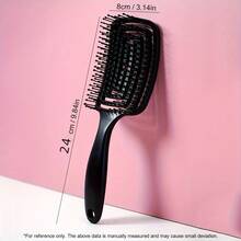 1 Piece Of Special Hairbrush For Regular Hairstyles - ABS Plastic Handle, Hollow Design For Scalp Massage, Anti-Static Hair Styling Tool - Black - View 6