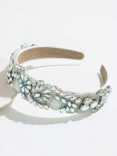 1pc Starry Gemstone & Pearl Decorated Headband, Suitable For Formal Occasions