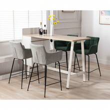 Chairus Barstools Armchair Set Of 2 Fabric Kitchen Breakfast Counter Stools Modern High Stools Dining Chairs With Footrest - Grey - View 8