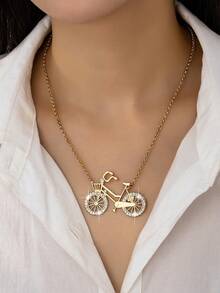 1pc Bicycle Vintage Casual Fashion Versatile Women Pendant Necklace - Multicolor - View 7