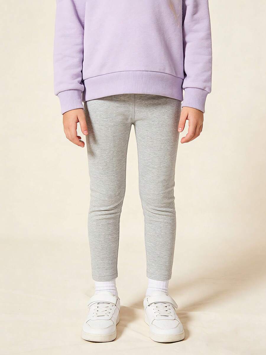 mini bala Young Girl Thick Warm Leggings, Winter Warm Inner Layer Pants - Light Gray - View 1