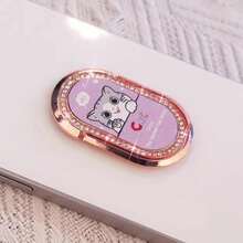 1pc Cute Cat Metal Phone Grip Stand With Rhinestone, Finger Ring Holder, Rotatable Desk Phone Holder, Multifunctional Slouchy Phone Grip - Multicolor - View 12