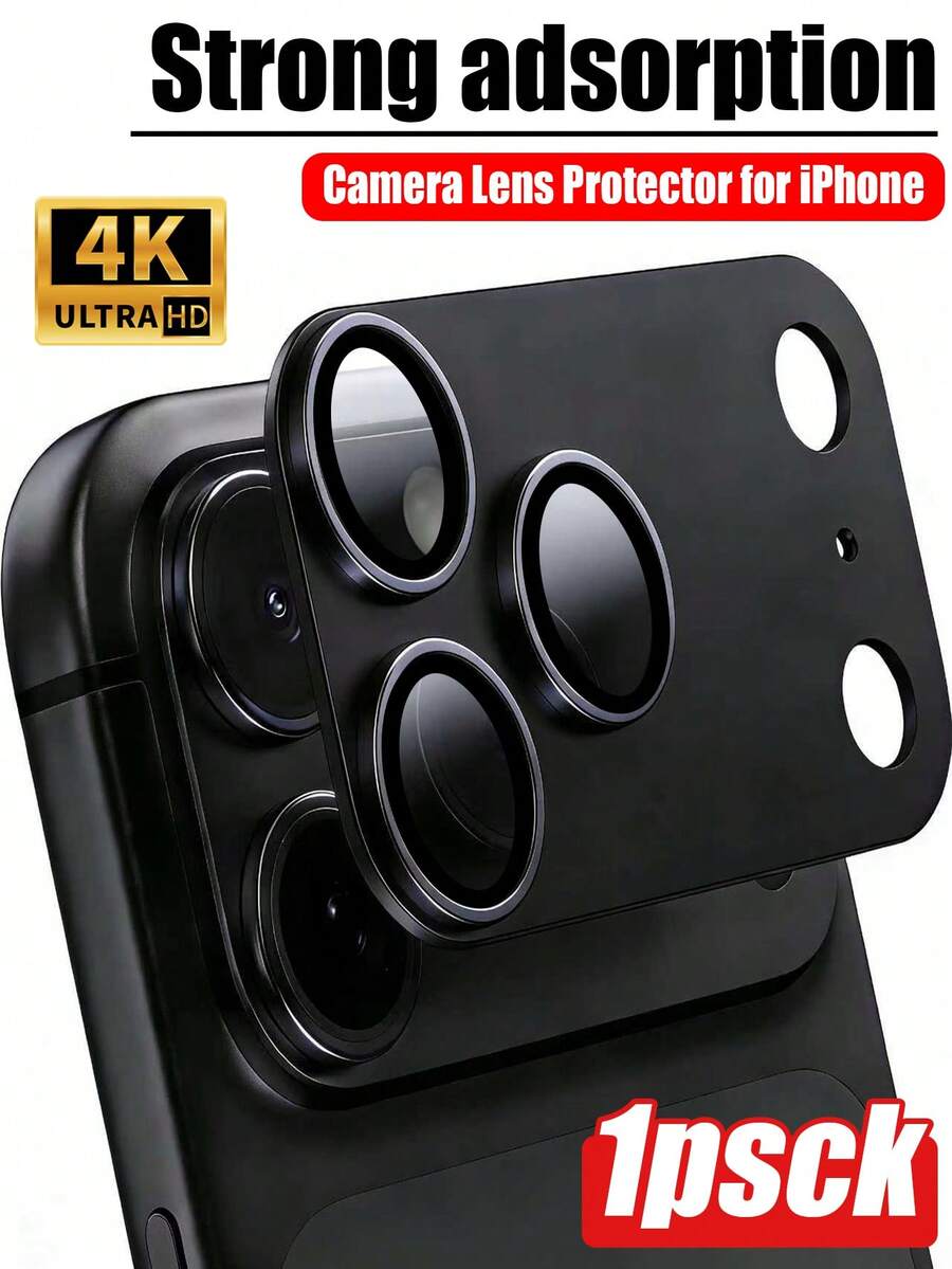 Alloy Black Metal Frame Tempered Glass 1pc Camera Lens Protector Compatible With Iphone 17 Pro/17 Pro Max/17/11-17 Pro Max Series Military-Grade Anti-Drop Strong Adhesive Metal Aluminum Alloy Tempered Glass Camera Screen Protector Black Birthday Gift