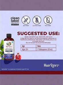 Mary Ruths Daily Liquid Hair Formula Hair Support Blueberry Pomegranate Sugar Free Clinically Shown Seszenbio Thicker Hair Hair Health Skin Support 15.22 Fl Oz 450 Ml Vegan Women Owned GMP Certified Clean Label Project Certified - - - 查看 4