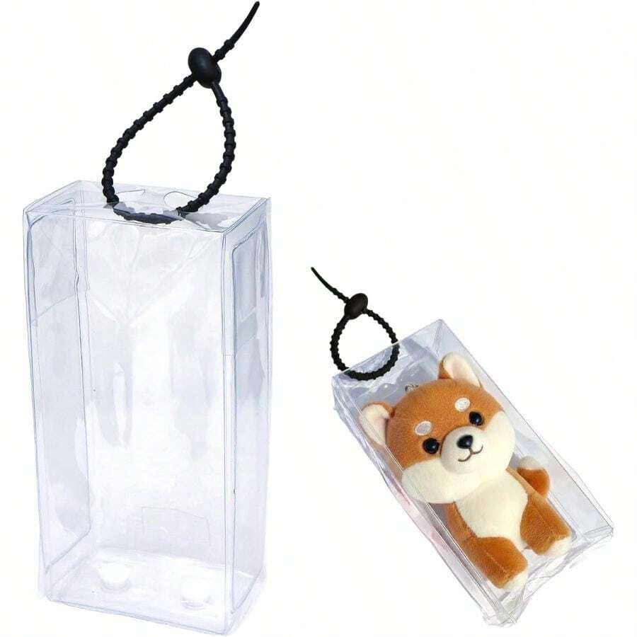 Stuffed Toy Pouch Clear Oshikatsu 15cm With Strap Black Transparent Case Storage Sparkling Punpunmaru NCP - 002 - ブラック - View 1