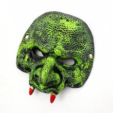 Dark Humor Style: Green Vein Demon Mask, Halloween Party Prop, Decaying Skin Texture Design PU Material Mask - Multicolor - View 5
