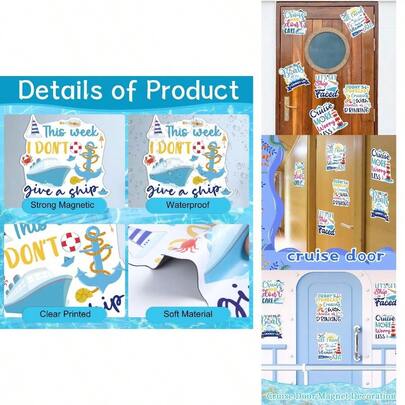 Large Cruise Door Decorations Magnetic - 6 PCS Sea Navigation Cruise Ship Door Decorations Funny Boat Anchor Magnets Decals Cabin Fridge Party Cabin Car Decor