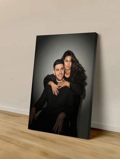 1pc Customized Framed Canvas Wall Decor - Personalized Frameless Wall Art, Indoor Framed Canvas Painting, Mother's Day Gift, Wedding Supplies, Wedding Decoration, Easter Decoration, Customized Couple Portrait