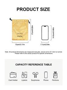 CHANEL حقيبة مكياج ذات سحاب ذهبية اللون، حقيبة مستحضرات تجميل صغيرة محمولة بتصميم بسيط - الذهبي - مشاهدة 3