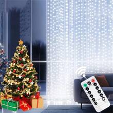 1 pieza Luces de cortina LED alimentadas por USB, 6m/3 metros/2m/1m, 8 modos, adecuadas para decoración de vacaciones, cumpleaños, bodas, fiestas, habitaciones y ventanas (baterías del control remoto no incluidas) - Conector USB - Ver 15
