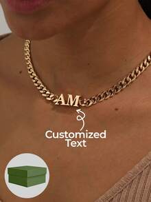 Custom 8mm Cuban Chain Letter Necklace: Personalized Initial Men Women Jewelry - Multicolor - View 1