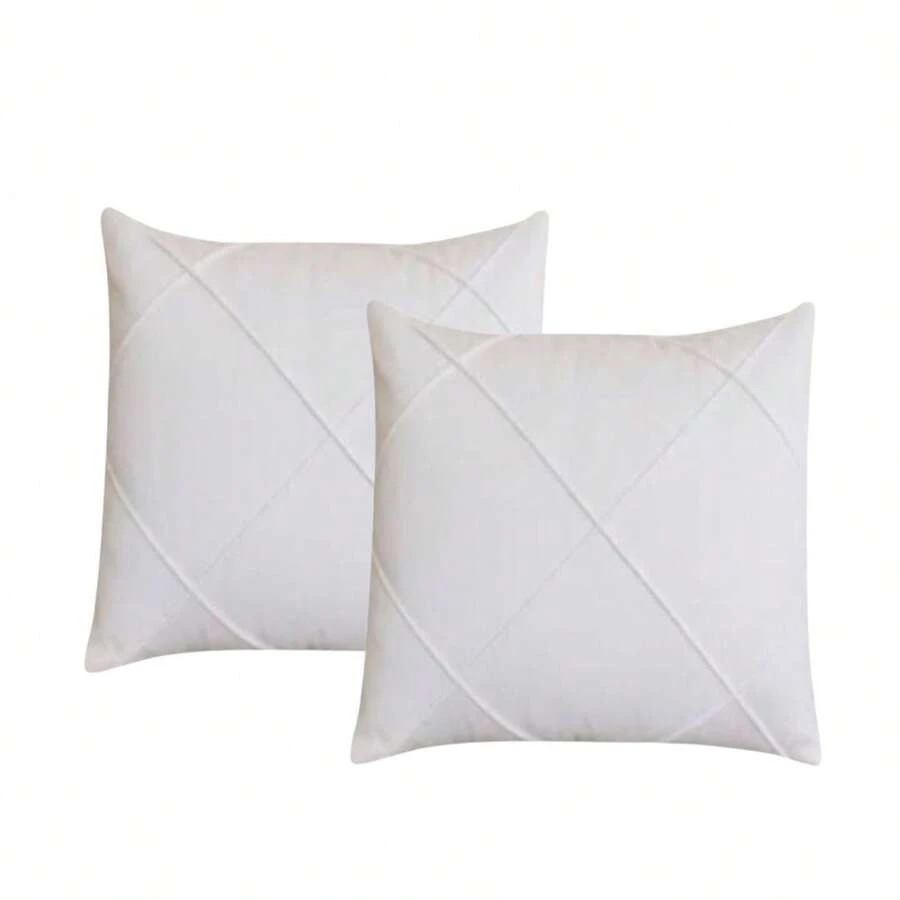 Kit 2 Draped Suede Cushion Covers 45x45cm - White - View 1