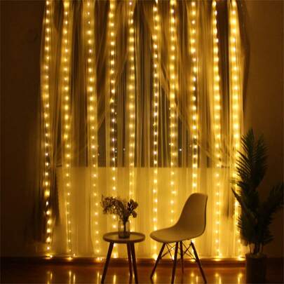 8 Lighting Modes Curtain Lights, Yard Decor, Birthday Party Decor String Lights With Remote, Camping Decor Lights, Bedroom Romantic Atmosphere Curtain Lights, Valentine's Day Decor, Holiday Wreath Fairy Lights, Balcony Decor, Garden Decor String Lights, Wall Decor, Wedding Party Atmosphere Decor Lights, Holiday Lighting Decor Lights, Dinner Party Decor Lights, New Year Gift, Backdrop Decor