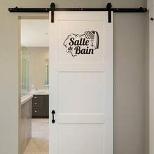 1pc French Style Shower Door Sticker, Suitable For Bathroom Shower Room Home Decor - Black - View 9