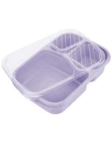 3-Compartment Bento Box With Lid, Leak-Proof Food Storage Container, Purple/Transparent Lid - Multicolor - View 6