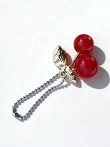 1pc Cherry Shaped Bag Charm, Cute & Versatile For Handbag Or Keychain - Red - View 1