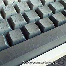 130+ 键帽，日间灰轮廓键帽（仅键帽），线裂纹背光侧印键帽，兼容 104/98/87/75/68/64/61 键键盘 - 灰色 - 查看 7