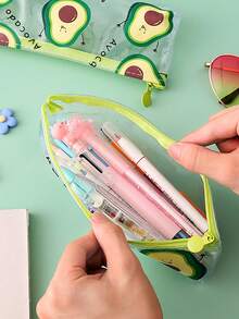 1 hộp đựng bút hình quả bơ hoạt hình, túi đựng văn phòng phẩm trong suốt, tiện dụng cho học sinh. - hộp bút chì - Xem 5