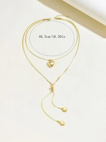 1pc Minimalist Fashion European And American Style Snake Chain Y-Necklace, Daily Wear & Gift For Women - Gold - View 3