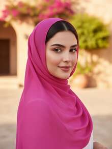 Women's Scarf, Made Of High-Quality Chiffon Fabric, Lightweight And Breathable, Soft And Smooth, Comfortable All Day - Hot Pink - View 3
