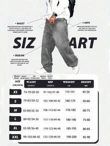 Jeans holgados de corte retro para hombres, uso casual versátil para todas las estaciones - Gris - Ver 6