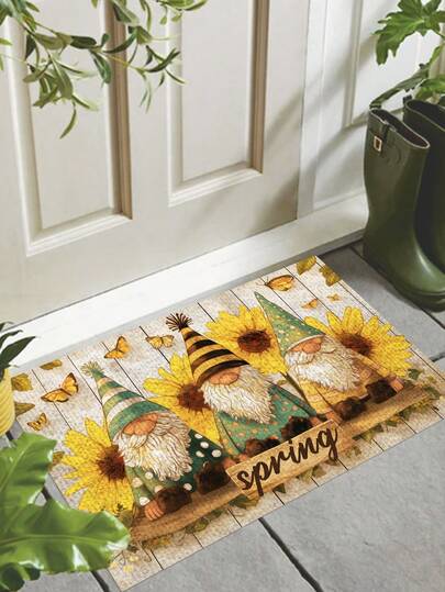 1pc Spring Door Mat, Modern Style Polyester Non-Slip Backing Machine Washable Indoor Entrance Mat, Kitchen Mat Outdoor Carpet, Rugs For Living Room, Bedroom, Bathroom, Room Decoration Office Decor