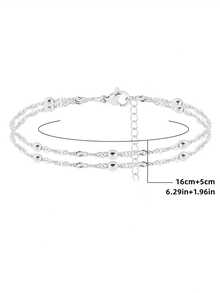 1件女士简约冷艳风格金属波浪链铜珠手链 - W-S110手鍊 - 查看 4